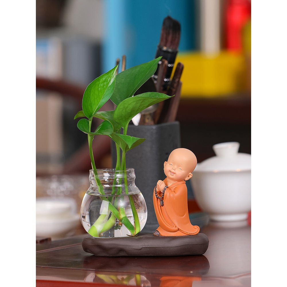 創意新中式花瓶客廳插花小擺件透明玻璃器皿水養植物綠蘿水培花器-細節圖5