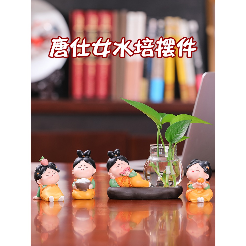 新中式可愛唐仕女家居擺件客廳電視櫃書房辦公室桌面治癒系小擺設-細節圖5