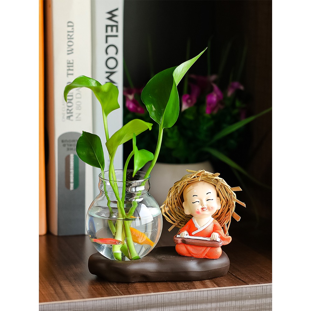 創意花瓶客廳插花小擺件裝飾品透明玻璃器皿水養植物綠蘿水培花器-細節圖3