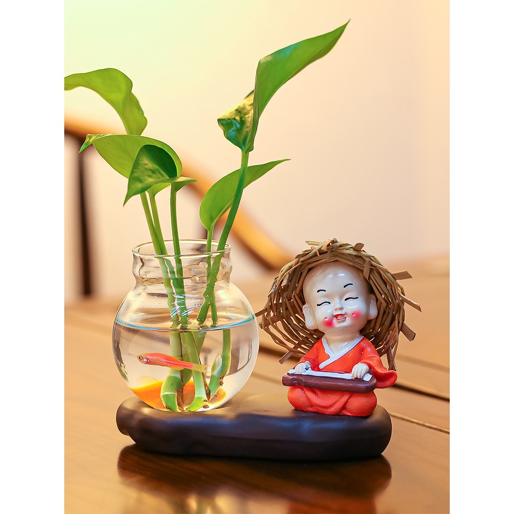 創意花瓶客廳插花小擺件裝飾品透明玻璃器皿水養植物綠蘿水培花器-細節圖5