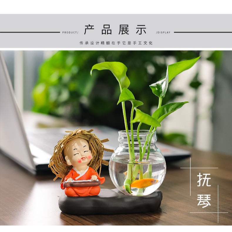 創意花瓶客廳插花小擺件裝飾品透明玻璃器皿水養植物綠蘿水培花器-細節圖8