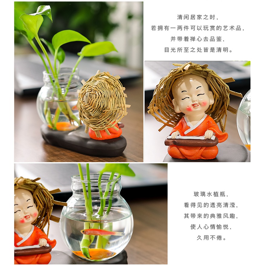 創意花瓶客廳插花小擺件裝飾品透明玻璃器皿水養植物綠蘿水培花器-細節圖9