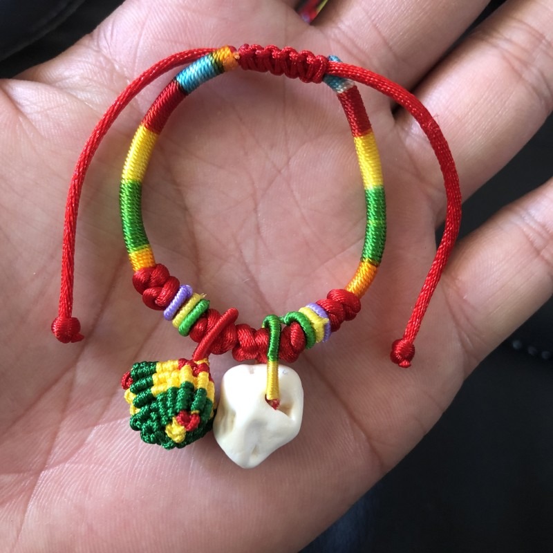 晶檔端午節五彩繩寶寶手鏈豬驚骨桃籃糉子手工辮子孩子款手繩-細節圖4
