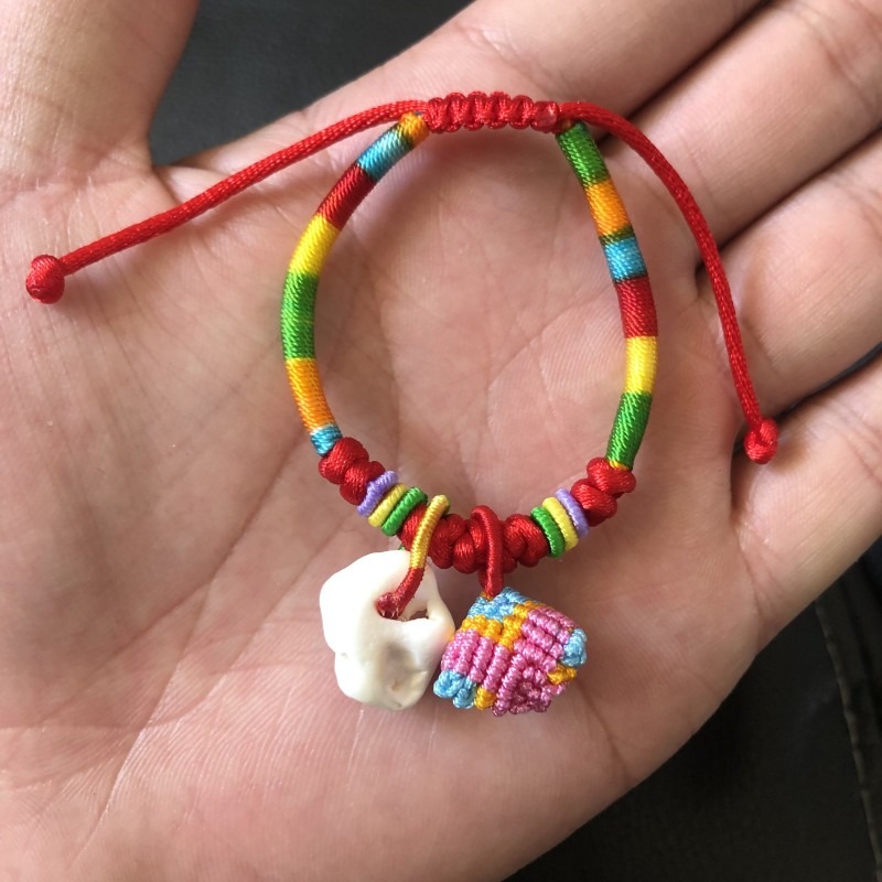 晶檔端午節五彩繩寶寶手鏈豬驚骨桃籃糉子手工辮子孩子款手繩-細節圖5