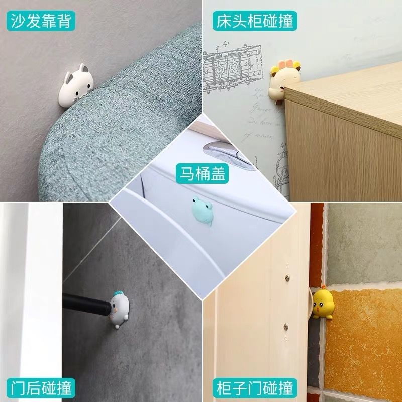 可愛免打孔門吸門擋器門碰硅膠防撞貼門把手防撞墊家用門頂衛生間-細節圖4