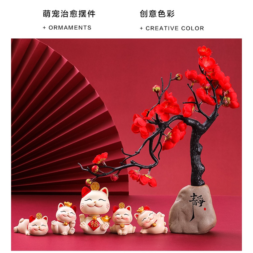 創意招財貓擺件開業家居客廳發財貓店鋪前臺桌面禮品收銀臺小擺設-細節圖7