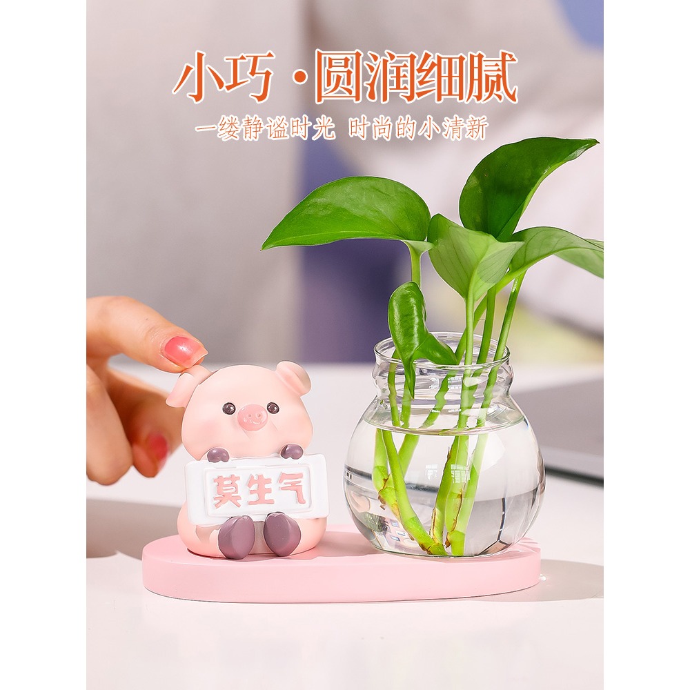 水培花盆器皿花瓶透明玻璃客廳辦公桌桌面工位裝飾品莫生氣小擺件-細節圖2