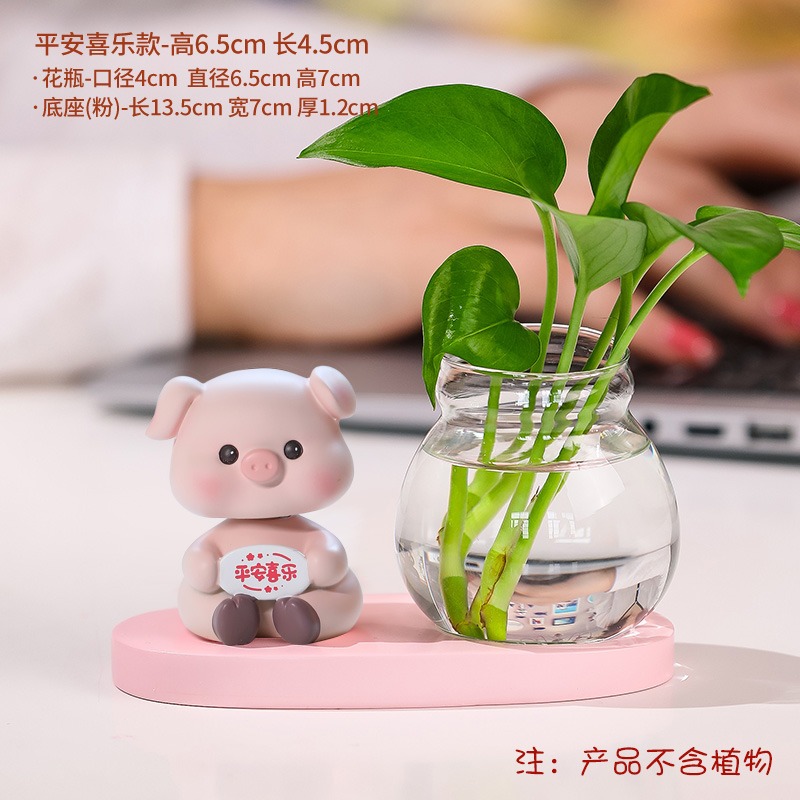 水培花盆器皿花瓶透明玻璃客廳辦公桌桌面工位裝飾品莫生氣小擺件-細節圖10