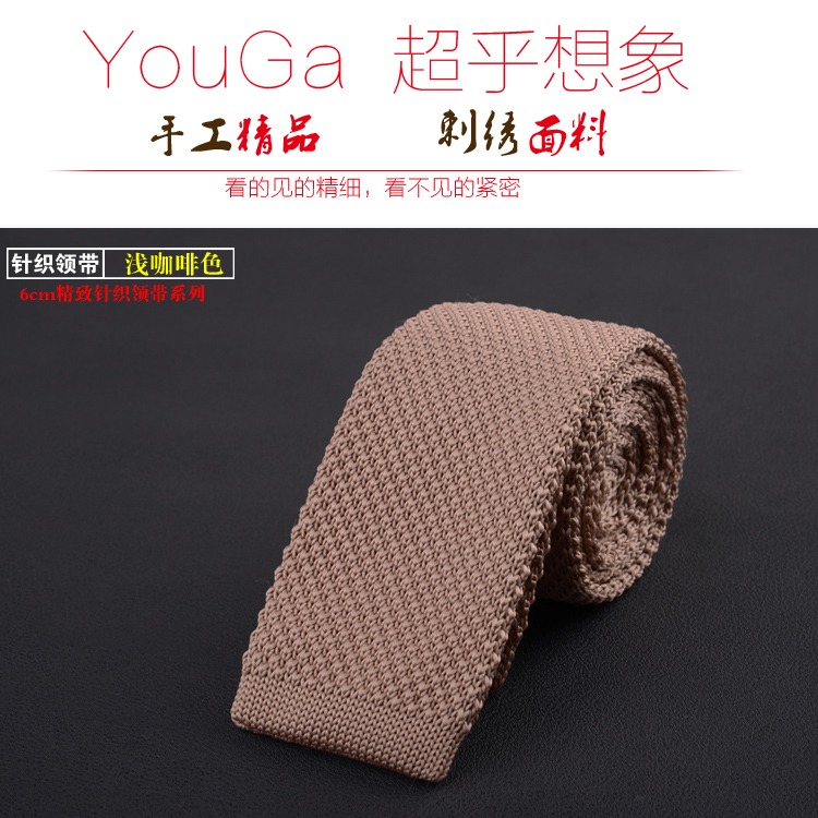 YouGa 男士休閑領帶韓版正裝針織領帶毛線領帶窄平頭領帶結婚領帶-細節圖8