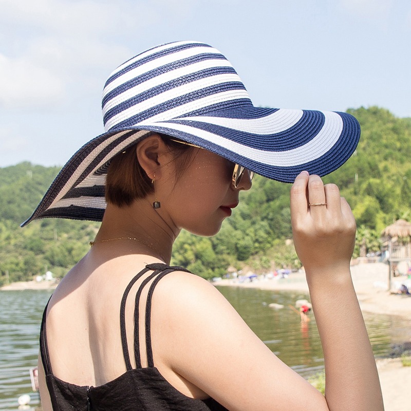 沙灘彩色草帽子女夏天海邊大檐防曬遮陽出遊圓圈百搭大沿時尚太陽-細節圖9