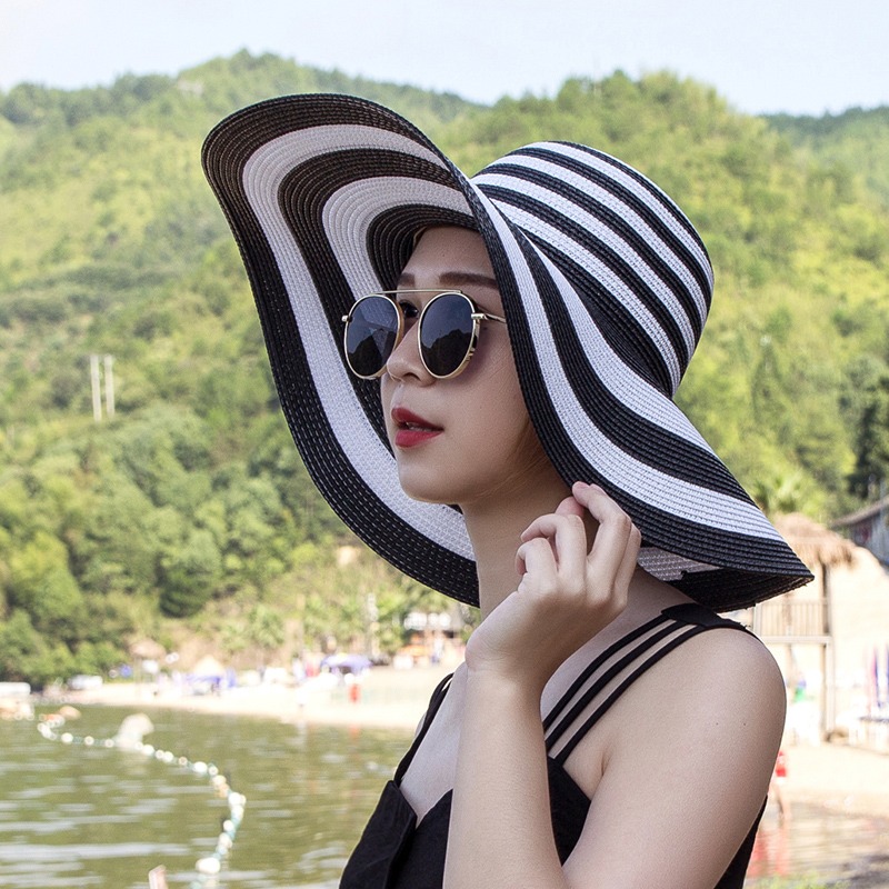 沙灘彩色草帽子女夏天海邊大檐防曬遮陽出遊圓圈百搭大沿時尚太陽-細節圖10