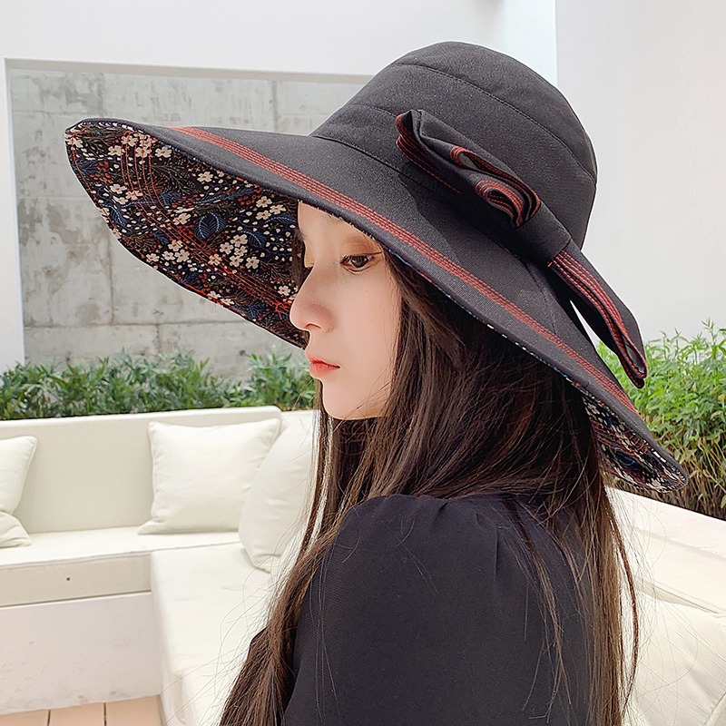 沙灘遮陽帽子女士夏季大沿太陽盆帽防曬百搭時尚海邊旅遊休閑布帽-細節圖6