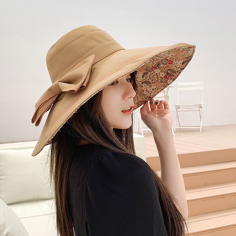 沙灘遮陽帽子女士夏季大沿太陽盆帽防曬百搭時尚海邊旅遊休閑布帽-細節圖8