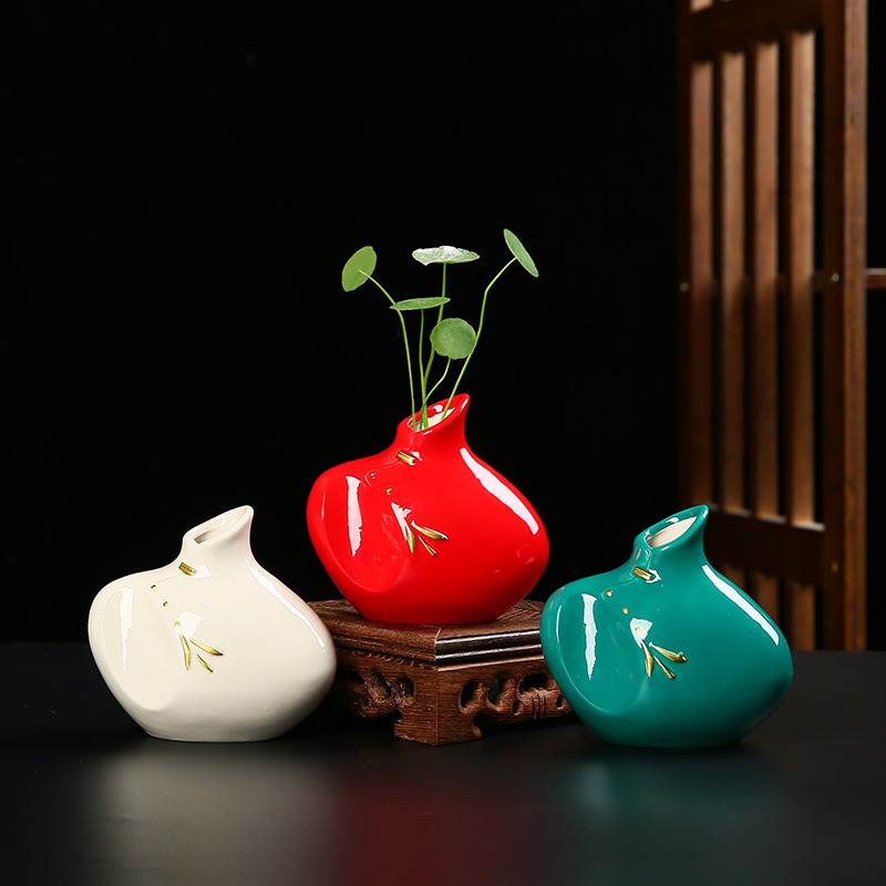 新中式陶瓷小花瓶ins風茶幾桌面客廳插花裝飾品乾花擺件家居擺設-細節圖4