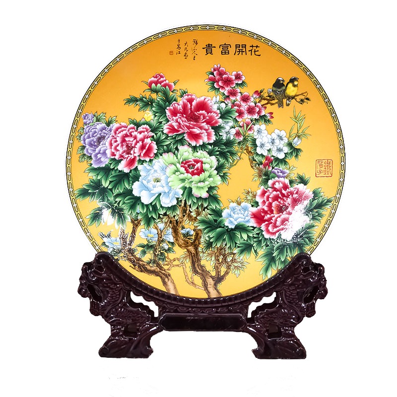 景德鎮陶瓷盤裝飾品客廳創意擺件瓷盤擺盤家居裝飾盤子工藝小飾品-細節圖2