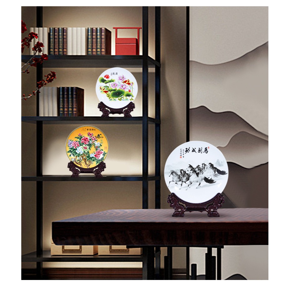 景德鎮陶瓷盤裝飾品客廳創意擺件瓷盤擺盤家居裝飾盤子工藝小飾品-細節圖8