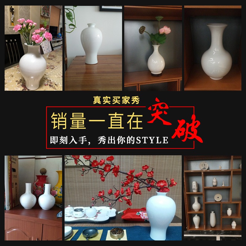 景德鎮陶瓷花瓶擺件現代簡約客廳桌子裝飾品插花大白胎白色小花瓶-細節圖5