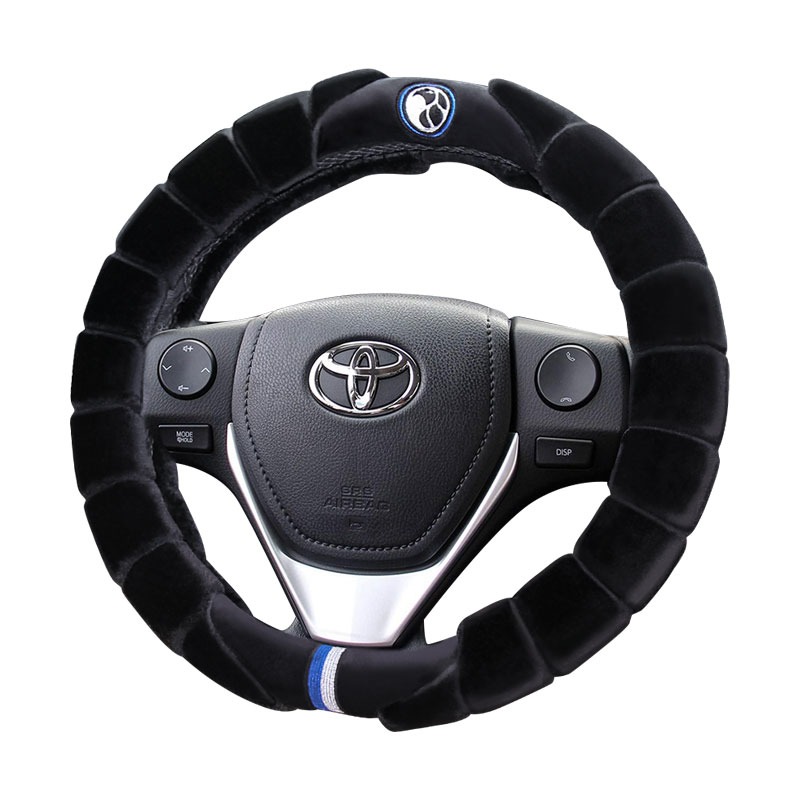適用豐田毛絨方向盤套卡羅拉凱美瑞雷凌RAV4亞洲龍漢蘭達冬季把套-細節圖4