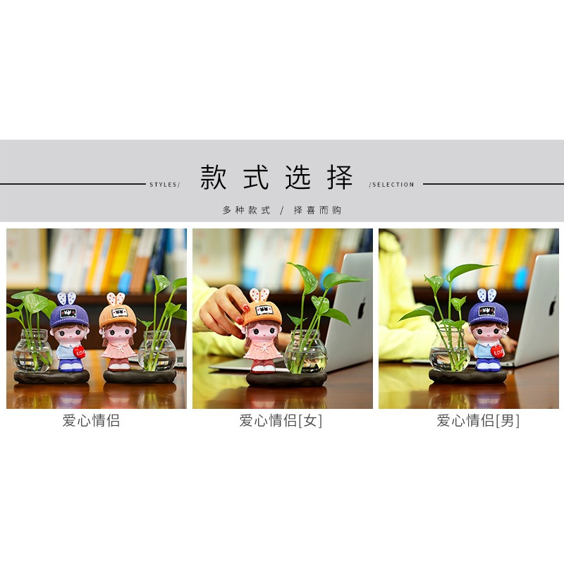 創意玻璃透明花瓶擺件家居客廳裝飾品花器辦公桌綠蘿花插水培容器-細節圖9