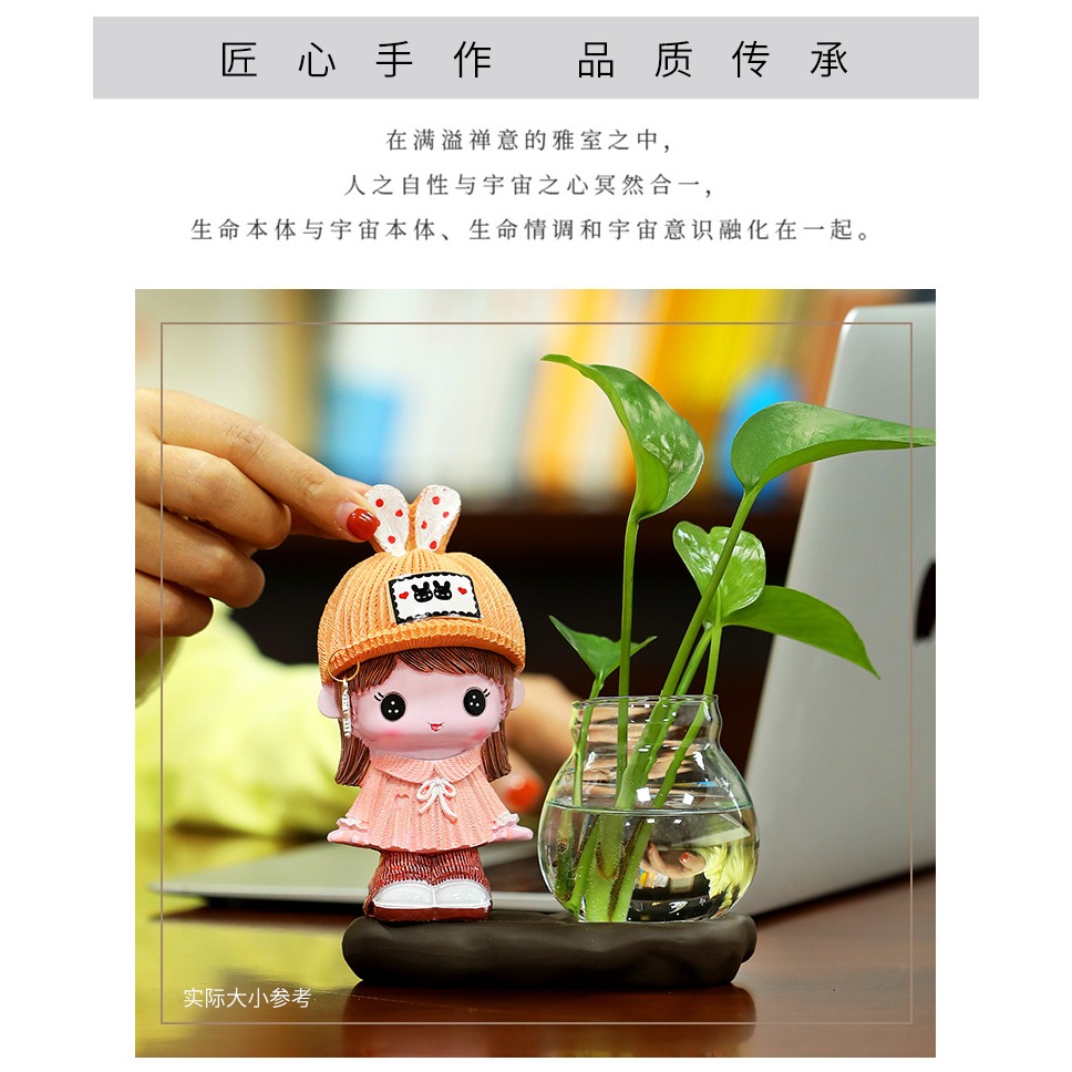 創意玻璃透明花瓶擺件家居客廳裝飾品花器辦公桌綠蘿花插水培容器-細節圖10