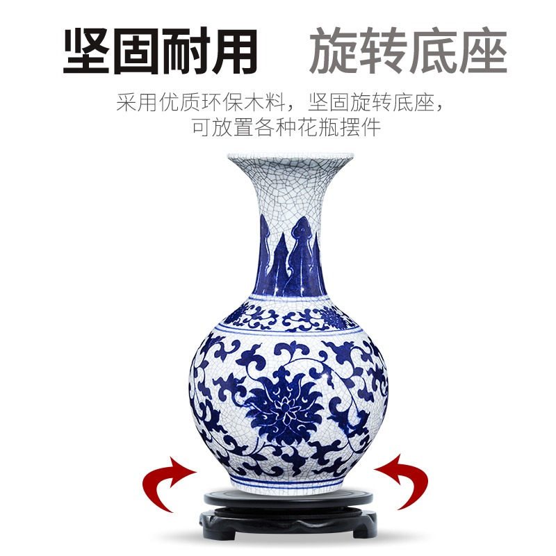 花盆底座亞光漆陶瓷花瓶擺件魚缸酒壇墊底墊子圓形可旋轉木質託盤-細節圖2