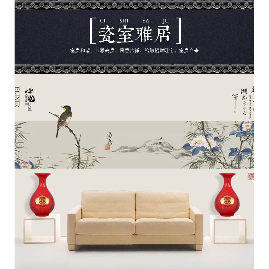 景德鎮陶瓷器花瓶擺件中國紅色中式家居客廳裝飾品工藝插花瓷瓶-細節圖10