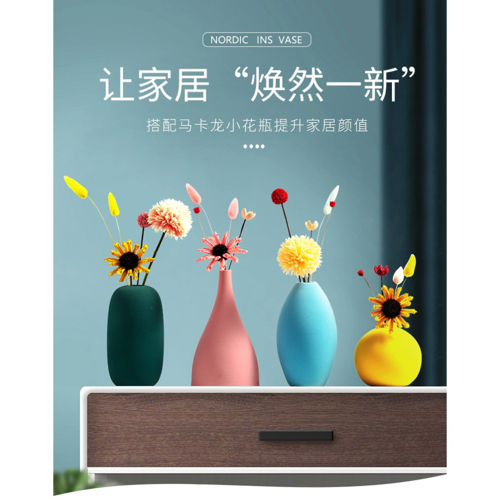 北歐創意小花瓶輕奢簡約桌面客廳工藝品電視櫃滿天星插花乾花擺件-細節圖6