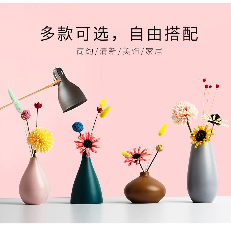 北歐創意輕奢簡約桌面小花瓶ins 風客廳電視櫃滿天星插花乾花擺件-細節圖9
