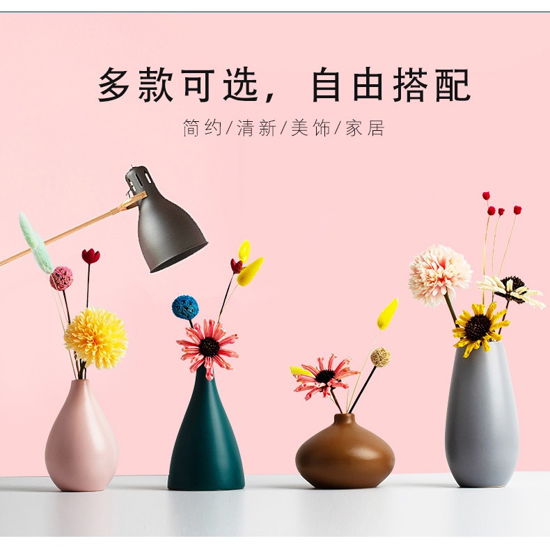 北歐創意輕奢簡約桌面飾品小花瓶ins風客廳電視櫃滿天星插花擺件-細節圖9