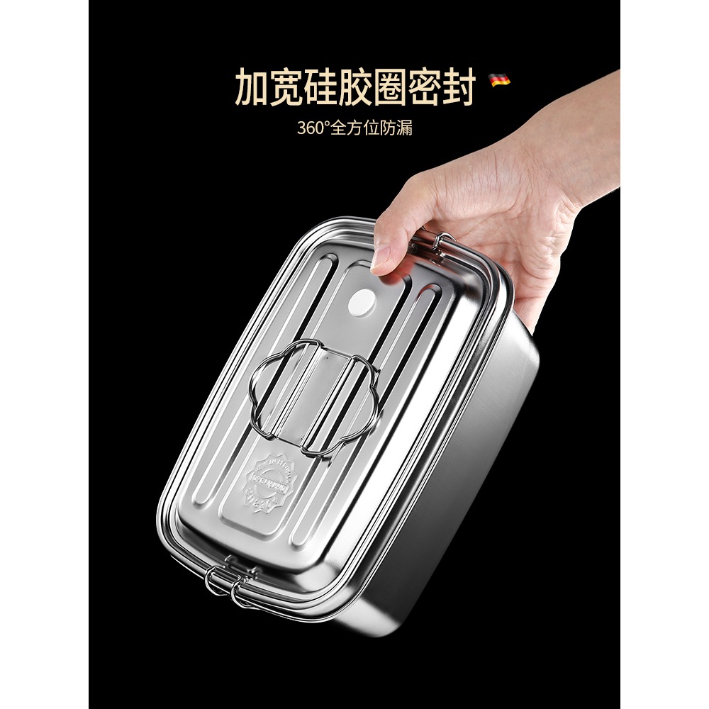 雙層飯盒304不銹鋼食品級上班族學生食堂打飯便當盒大容量餐盒-細節圖4