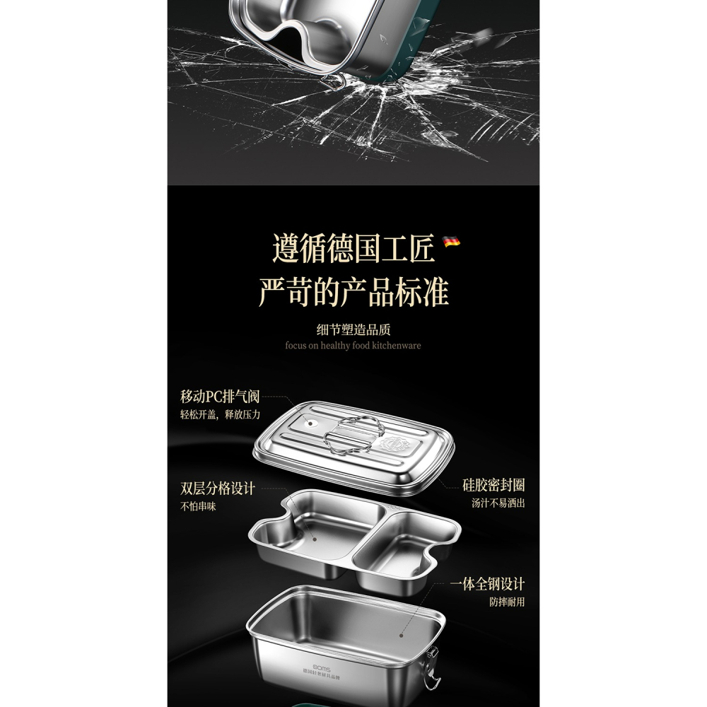 雙層飯盒304不銹鋼食品級上班族學生食堂打飯便當盒大容量餐盒-細節圖10