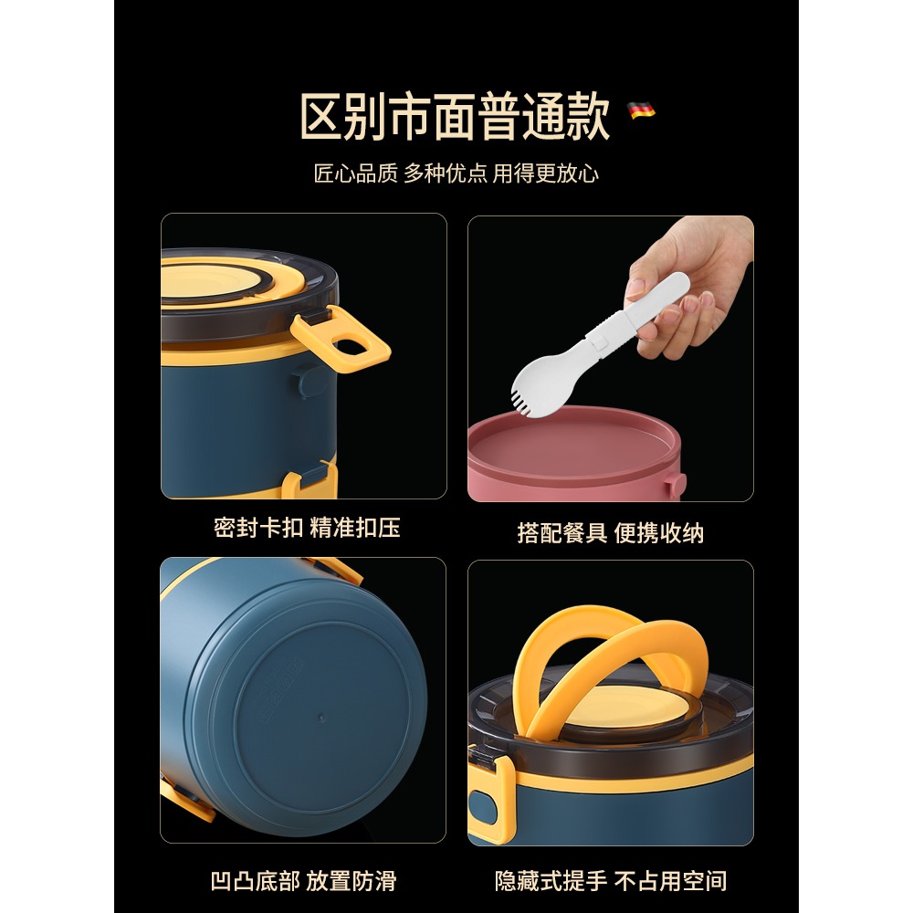 304不銹鋼多層保溫飯盒便當盒餐盒上班族學生便攜飯桶超長保溫桶-細節圖5