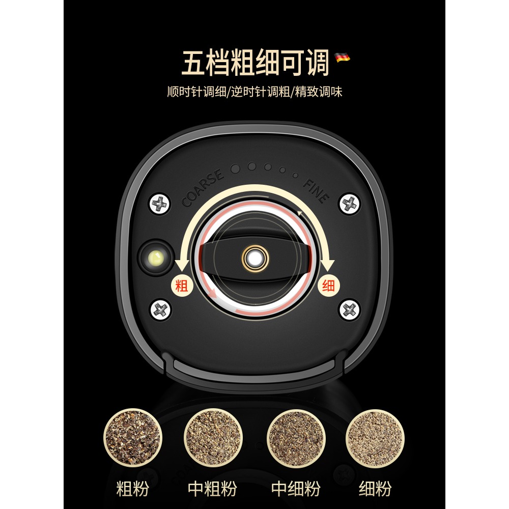 電動胡椒研磨器家用花椒磨粉器現磨海鹽黑胡椒研磨瓶磨胡椒粉神器-細節圖3