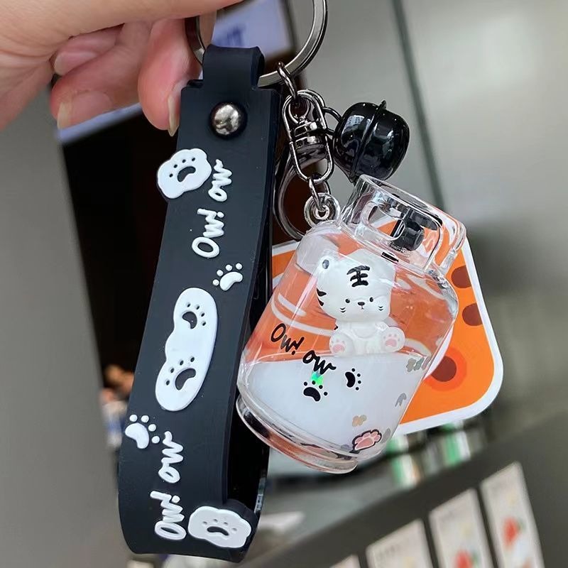 網紅卡通少女心小老虎入油漂浮可愛鑰匙扣揹包創意抖音新爆款禮物-細節圖2
