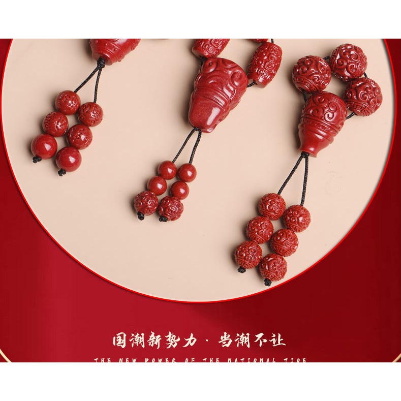 天然硃砂原礦紫金砂三通佛頭套餐金剛星月菩提佛珠手串DIY配飾件-細節圖7