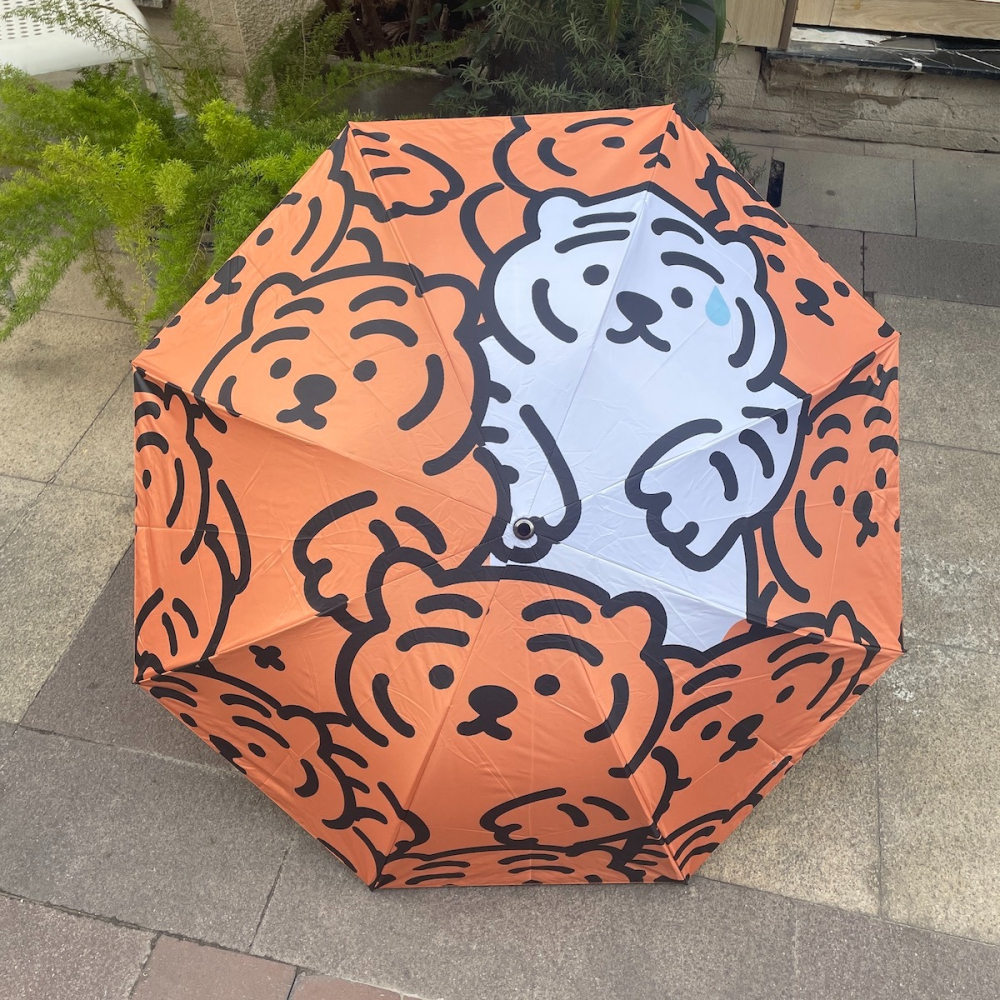 莫名的可愛~沒脾氣的尷尬小萌虎2022春夏新品少女黑膠網紅晴雨傘-細節圖10