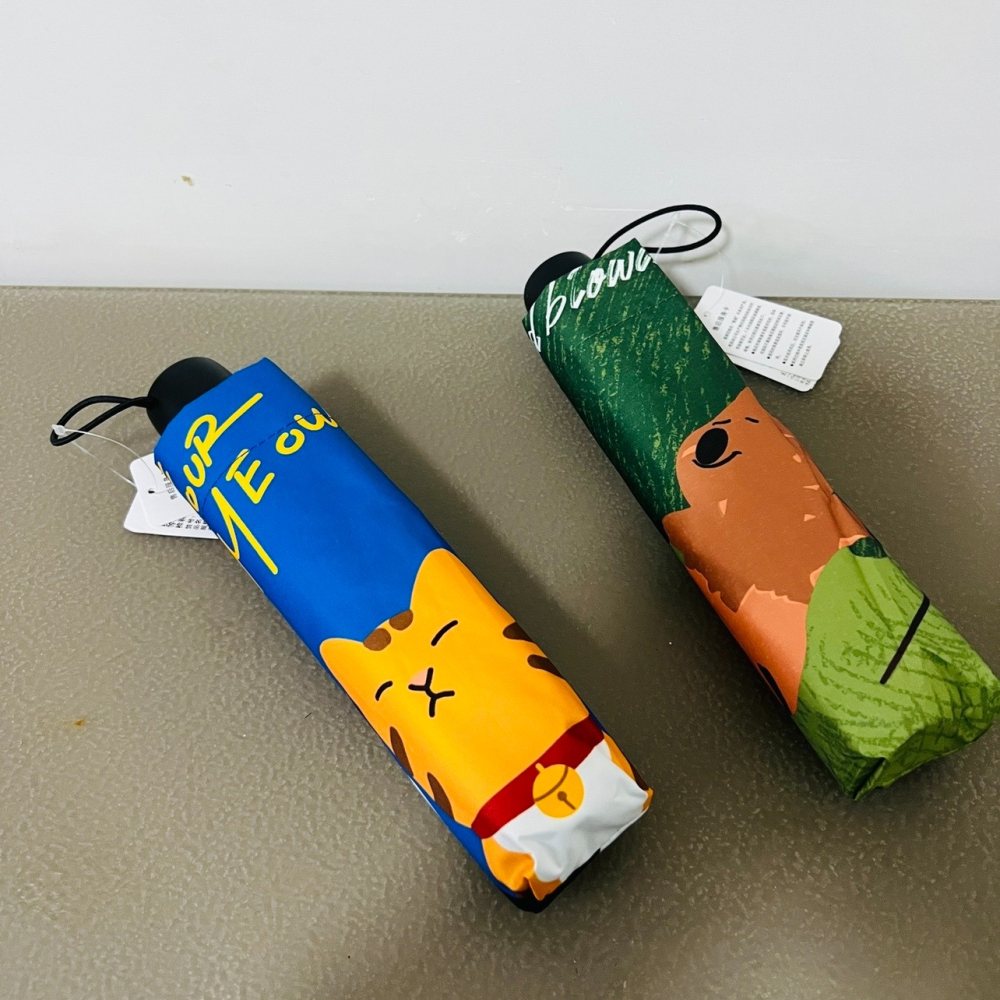 新上市爆品~夏日慵懶的貓森系棕色小浣熊可愛漫畫女生黑膠晴雨傘-細節圖3