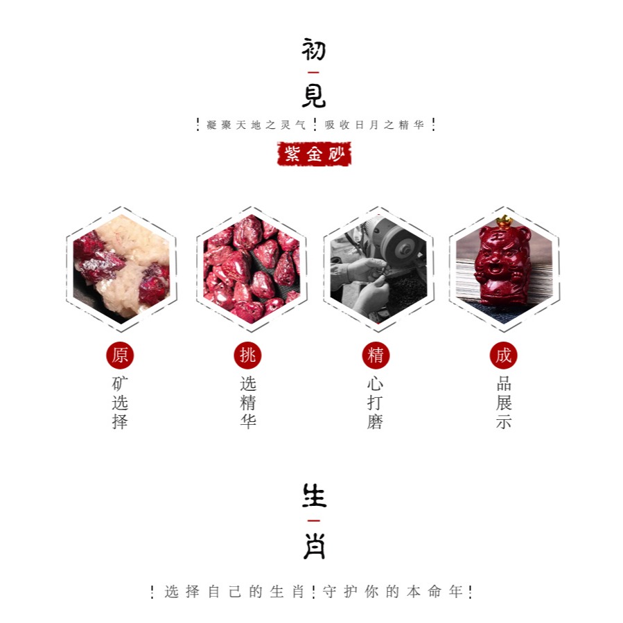 硃砂十二生肖掛件原石生肖屬牛虎男女平安小吊墜手機鏈鑰匙扣掛飾-細節圖7