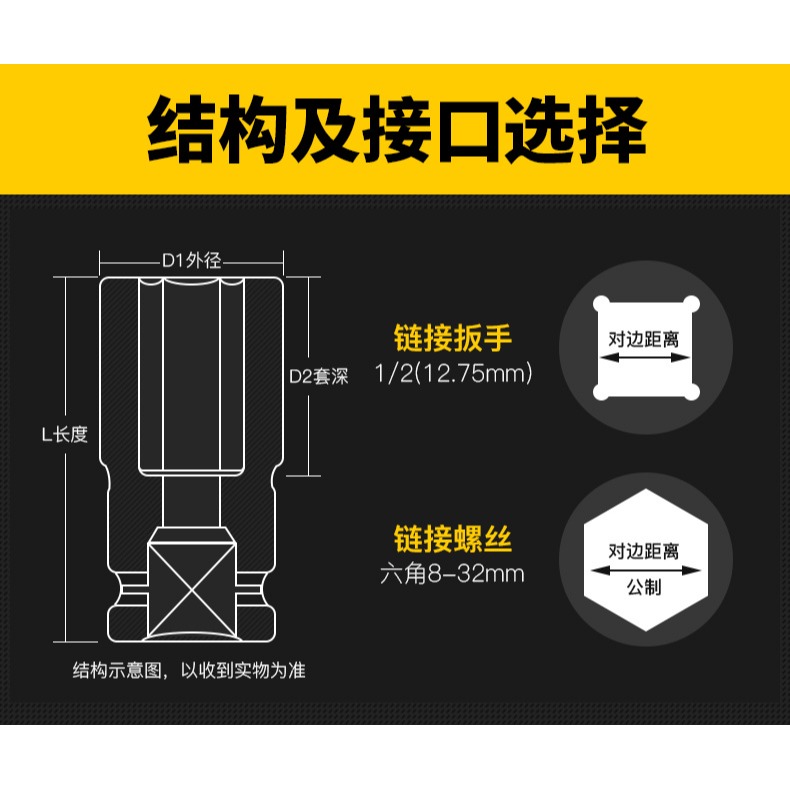 電動扳手套筒全套加長風炮內六角套筒頭組合套裝電板子套頭工具-細節圖9