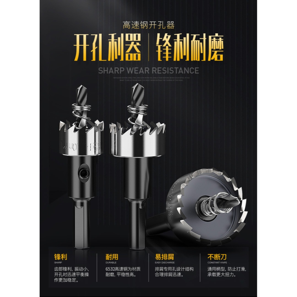 金屬開孔器鉆頭大全不銹鋼專用打孔神器20高速鋼鐵板皮開口器擴孔-細節圖6