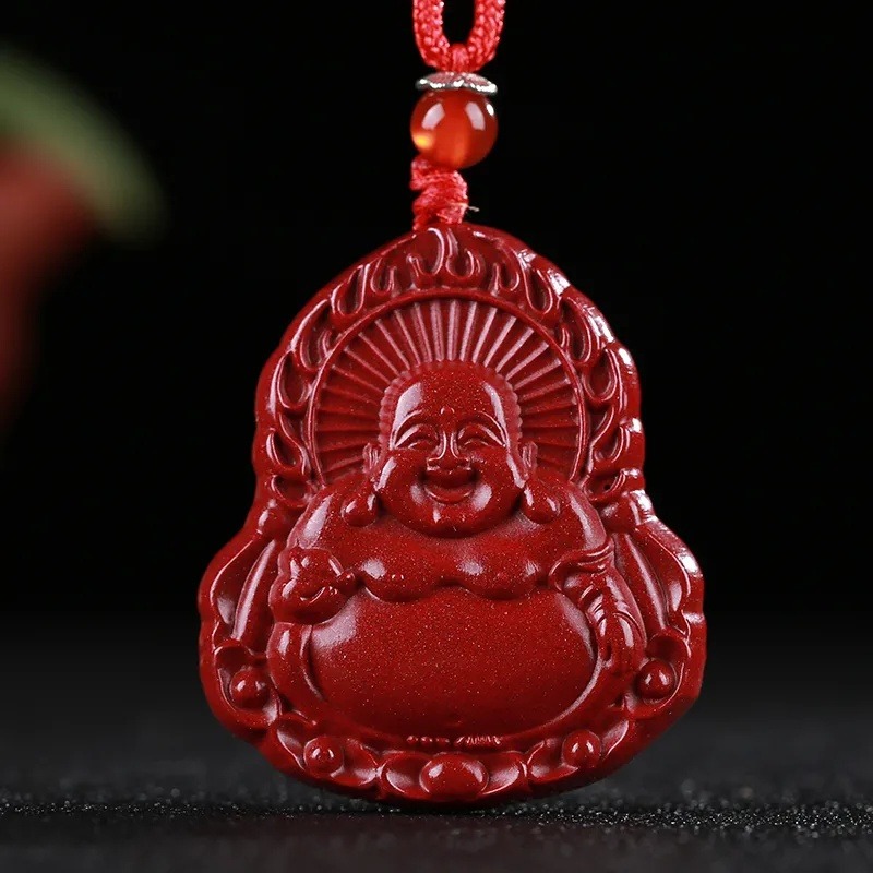 天然紫金砂吊墜平安硃砂轉運珠隨身飾品掛件觀音佛情侶款項鏈-細節圖3