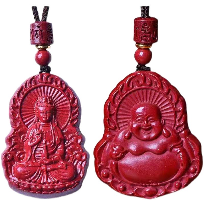 天然紫金砂吊墜平安硃砂轉運珠隨身飾品掛件觀音佛情侶款項鏈-細節圖5