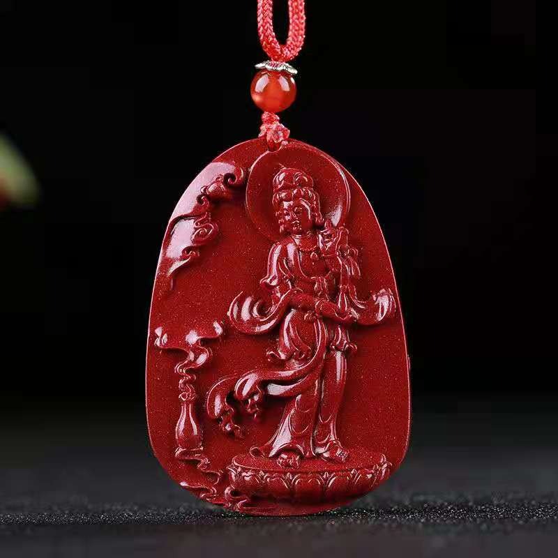 天然紫金砂吊墜平安硃砂轉運珠隨身飾品掛件觀音佛情侶款項鏈-細節圖10