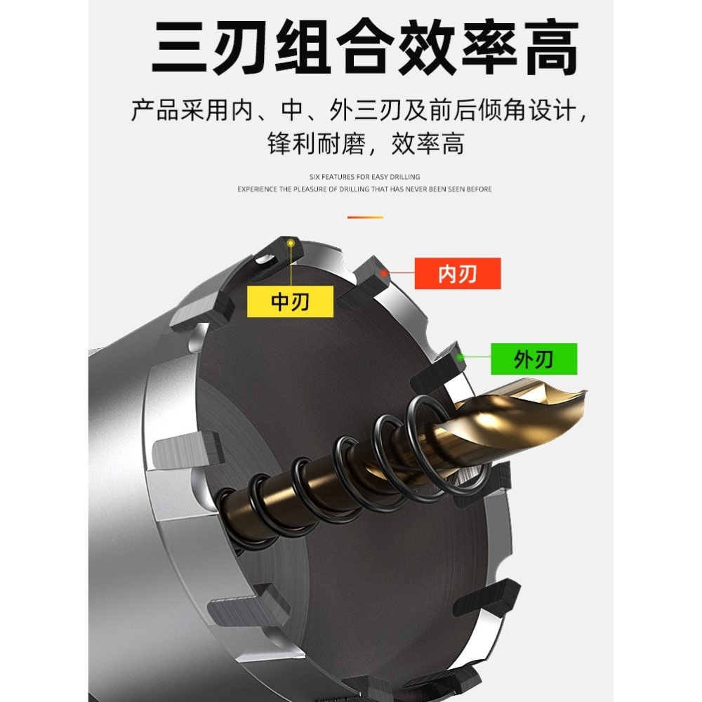 不銹鋼開孔器金屬專用超硬合金鉆頭打孔鐵板鉆孔神器20/50/75擴孔-細節圖3