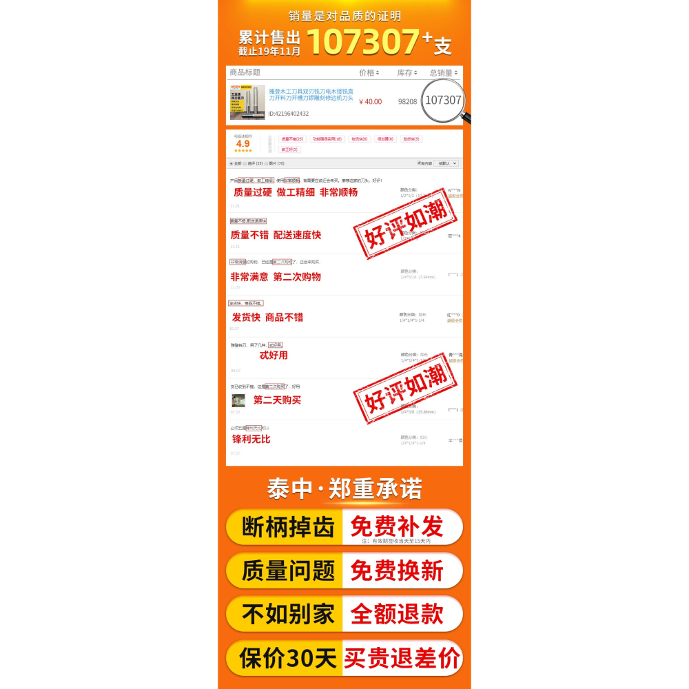 雅登木工刀具雙刃銑刀電木鏤銑直刀開料刀開槽刀鑼雕刻修邊機刀頭-細節圖6
