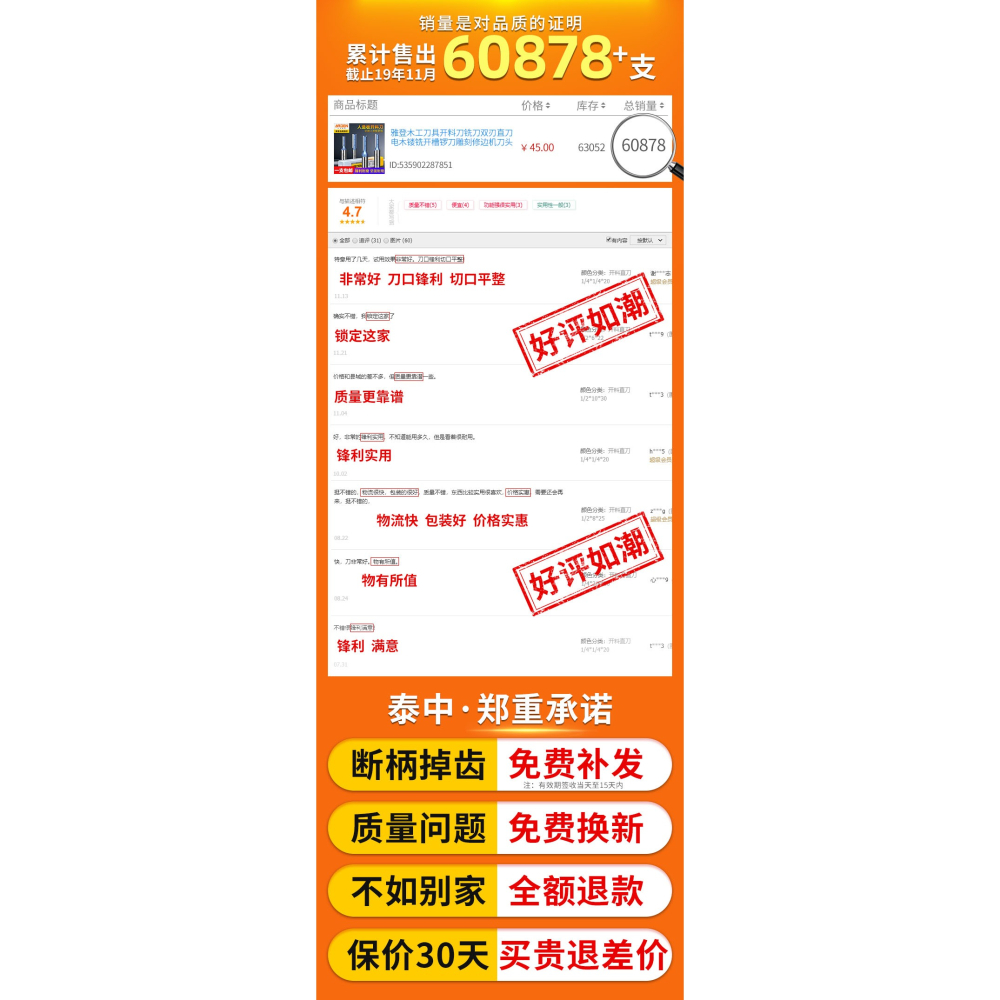雅登木工刀具開料刀銑刀雙刃直刀電木鏤銑開槽鑼刀雕刻修邊機刀頭-細節圖6