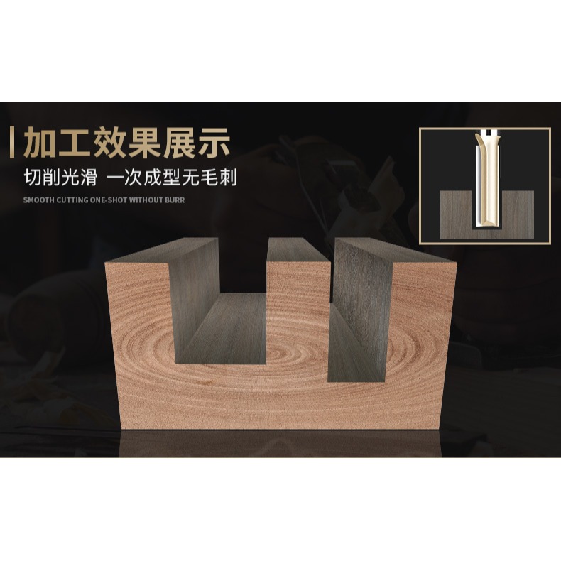滬豪英制加長雙刃直刀木工銑刀修邊機刀頭電木銑刀開槽工具1/4-細節圖9