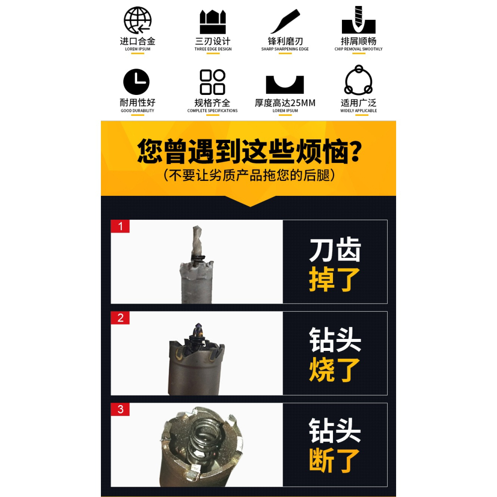 不銹鋼開孔器專用金屬鉆頭大全合金打孔神器20厚鐵鋼板開口擴孔器-細節圖10