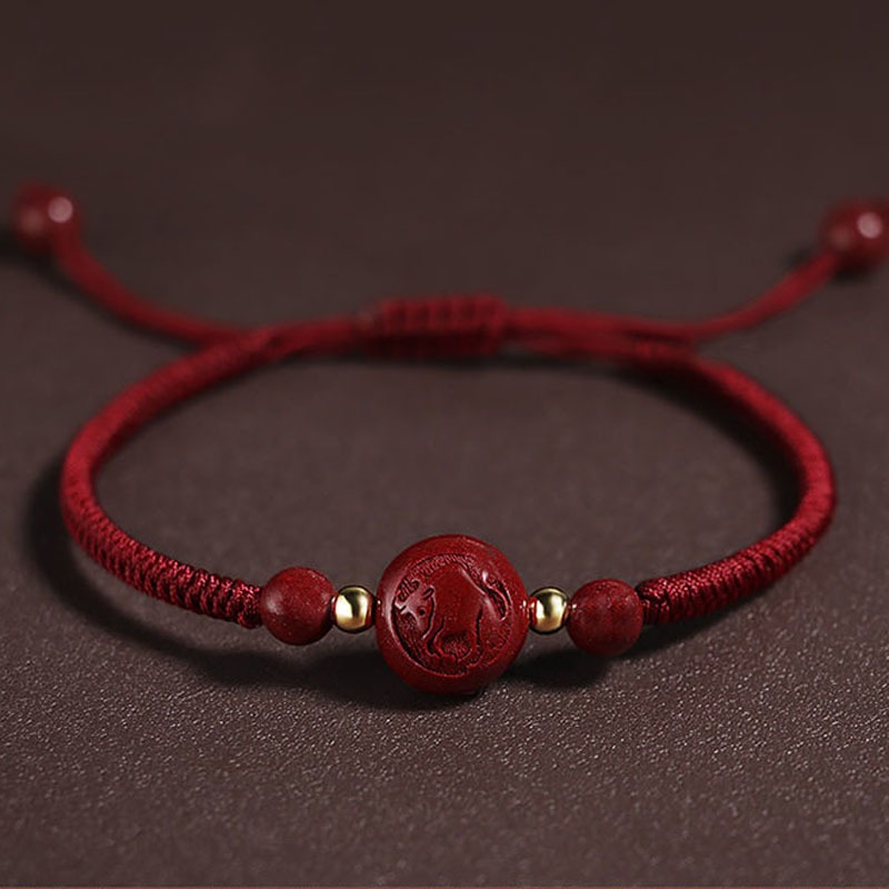 原礦硃砂手鏈本命年編織屬牛年十二生肖男女兒童寶寶轉運紅繩手串-細節圖6