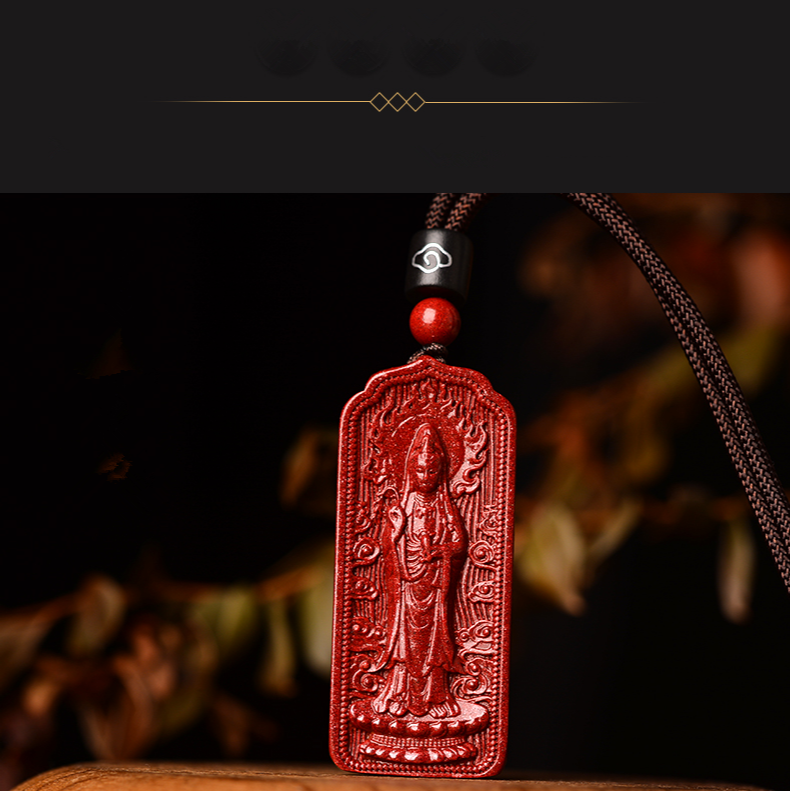 天然真紫金砂觀音吊墜硃砂抱瓶觀世音項鏈男掛件禮物飾品情侶轉運-細節圖9